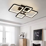 LED Chandelier with remote control MUGE 112W, 4 Squares, Cold/Warm/Neutral light, Dimmable, Black LED Chandeliers with Remote Control Default Title Alessandro Design