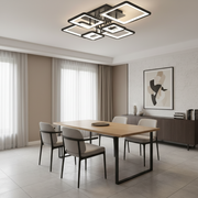 LED Chandelier with remote control ELLA 120W, 6 Squares, Cold/Warm/Neutral light, Dimmable, Black, Metal and Acrylic LED Chandeliers with Remote Control Default Title Alessandro Design
