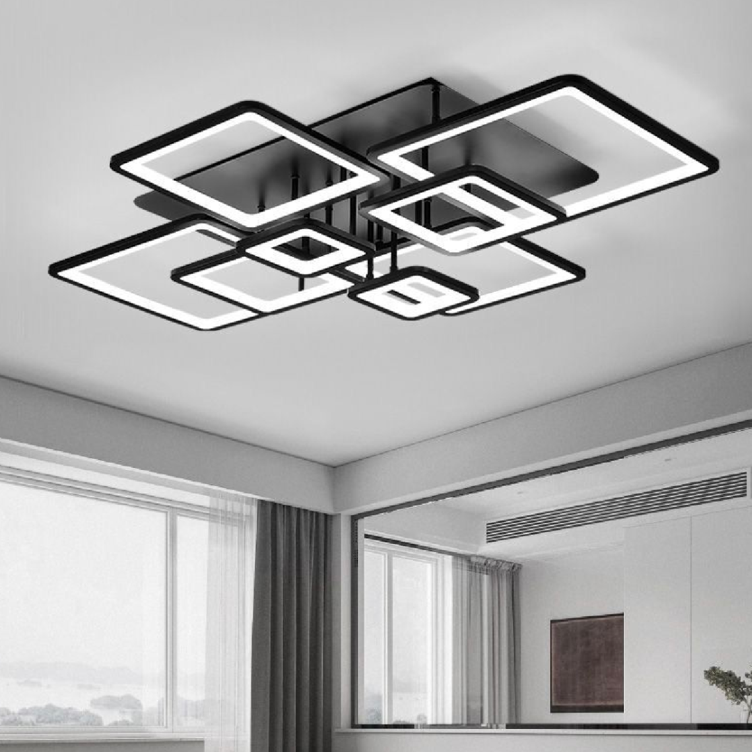 LED Chandelier with remote control ELLA 186W, 8 Squares, Cold/Warm/Neutral light, Dimmable, Black LED Chandeliers with Remote Control Default Title Alessandro Design