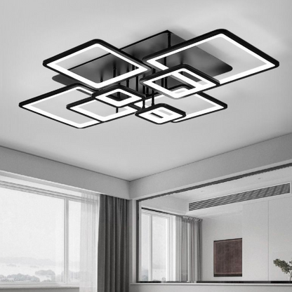 LED Chandelier with remote control ELLA 186W, 8 Squares, Cold/Warm/Neutral light, Dimmable, Black LED Chandeliers with Remote Control Default Title Alessandro Design