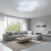 LED chandelier with remote control ELLA 187W, 8 Squares, Cold/Warm/Neutral light, Dimmable, White LED chandelier with remote control Default Title Alessandro Design