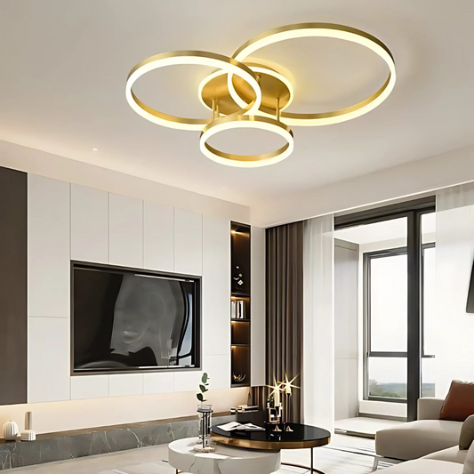 LED Chandelier with remote control RIGA LILITH 68W, 3 Circles, Cold/Warm/Neutral light, Dimmable, Shiny Gold LED Chandeliers with Remote Control Default Title Alessandro Design