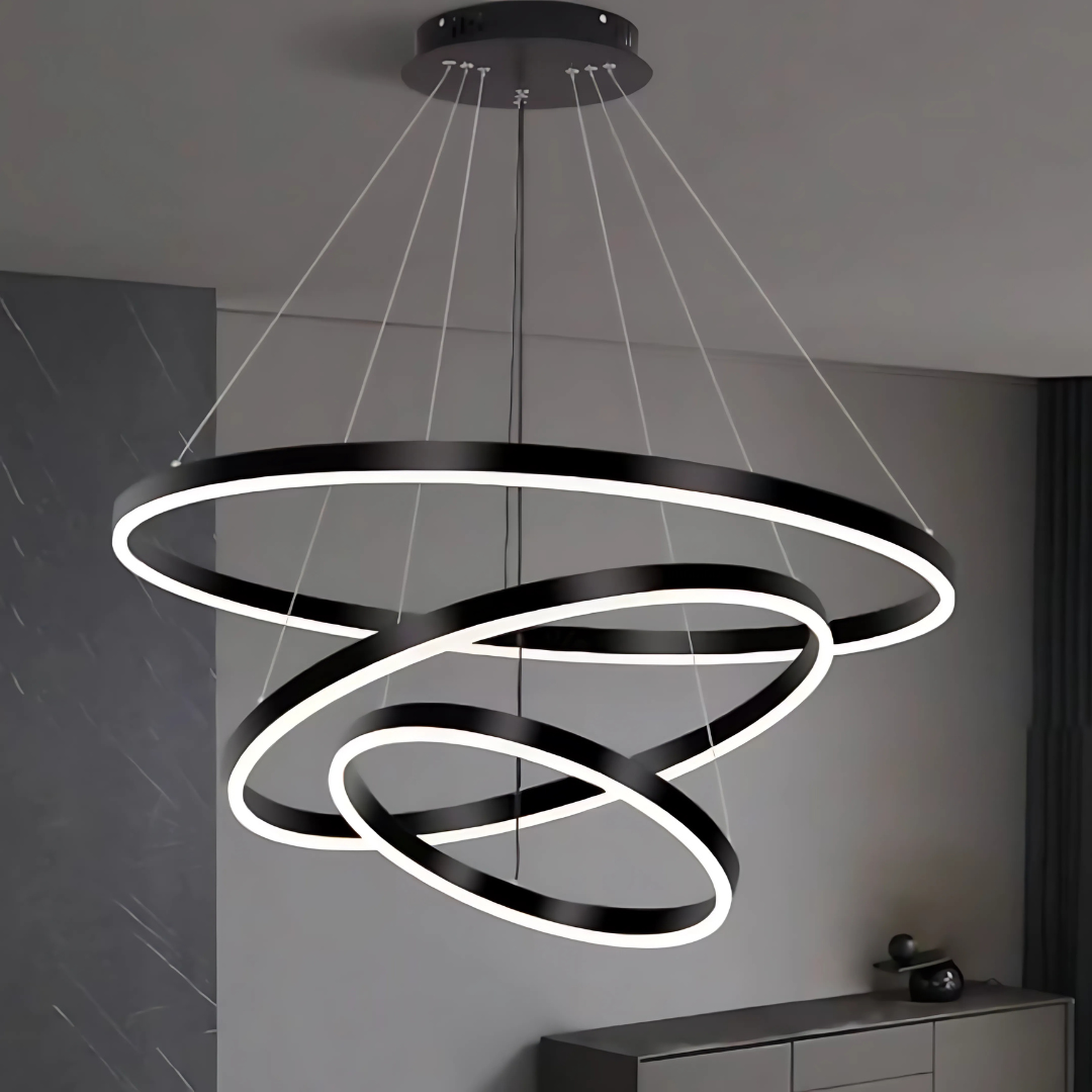 LED hanging chandelier PAGANO 95W, Cold/Warm/Neutral Light, Black, Adjustable Height Modern Chandeliers Default Title Alessandro Design