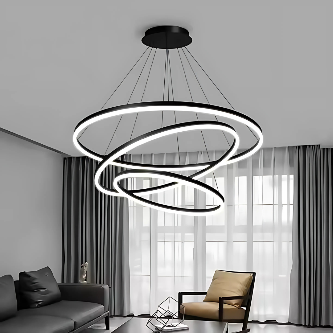 LED hanging chandelier PAGANO 95W, Cold/Warm/Neutral Light, Black, Adjustable Height Modern Chandeliers Default Title Alessandro Design