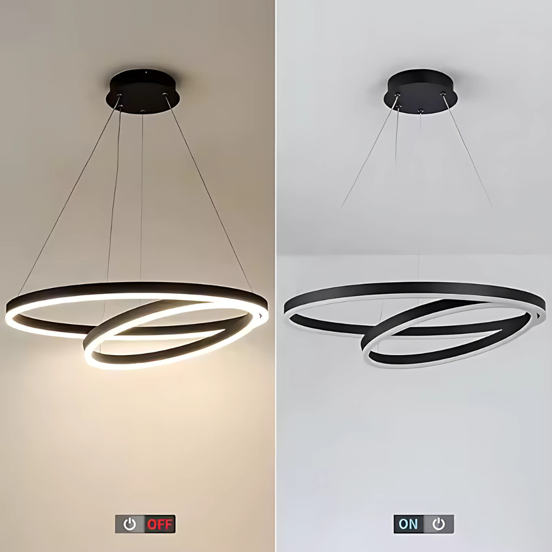 LED Suspended Chandelier PAGANO 47W, 3000K, 2 Circles, Black, Adjustable Height Modern Chandeliers Default Title Alessandro Design