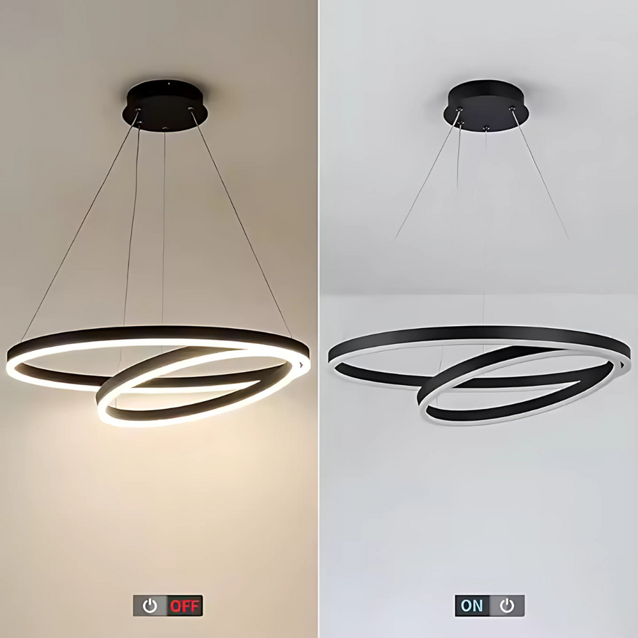 LED Suspended Chandelier PAGANO 47W, 3000K, 2 Circles, Black, Adjustable Height Modern Chandeliers Default Title Alessandro Design