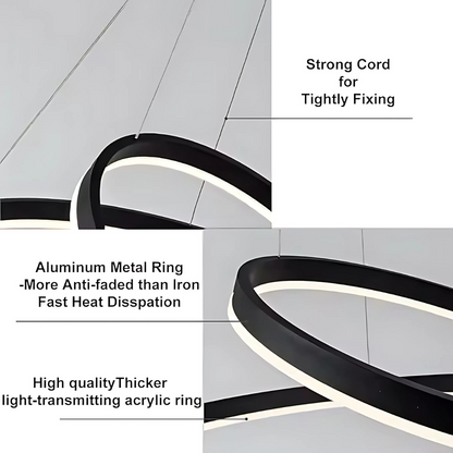 LED Suspended Chandelier PAGANO 47W, 3000K, 2 Circles, Black, Adjustable Height Modern Chandeliers Default Title Alessandro Design