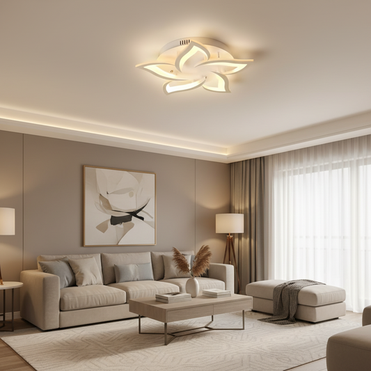 LED chandelier with remote control LOTUS 54W, 5 Petals, Cold/Warm/Neutral light, Dimmable, White LED chandelier with remote control Default Title Alessandro Design