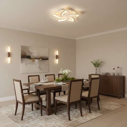 LED chandelier with remote control LOTUS 54W, 5 Petals, Cold/Warm/Neutral light, Dimmable, White