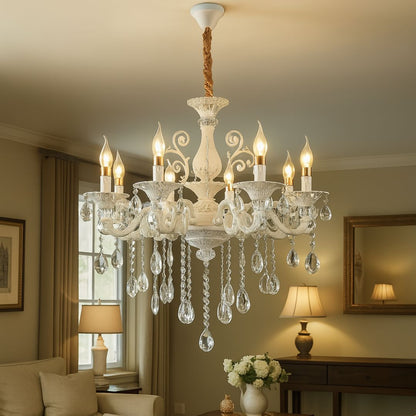Crystal Chandelier SANSSOUCI Magno, 8xE14, Diameter 68cm, White Classic Chandeliers Default Title Alessandro Design