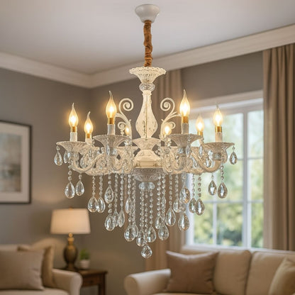 Crystal Chandelier SANSSOUCI Magno, 8xE14, Diameter 68cm, White Classic Chandeliers Default Title Alessandro Design