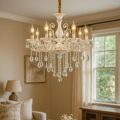 Crystal Chandelier SANSSOUCI Magno, 8xE14, Diameter 68cm, White Classic Chandeliers Default Title Alessandro Design