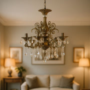 Crystal Chandelier SANSSOUCI Magno, 6xE14, Diameter 62cm, Antique Brass Classic Chandeliers Default Title Alessandro Design