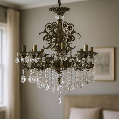 SANSSOUCI Magno Crystal Chandelier, 8xE14, Diameter 65cm, Antique Brass Classic Chandeliers Default Title Alessandro Design