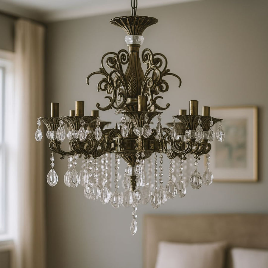 SANSSOUCI Magno Crystal Chandelier, 8xE14, Diameter 65cm, Antique Brass Classic Chandeliers Default Title Alessandro Design