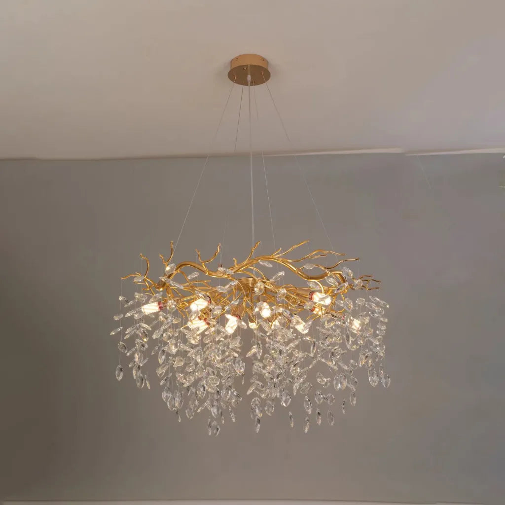 WALTZ Rhapsody Crystal Chandelier, 6x G9, Gold, 45cm, Adjustable Height, Metal and Crystal Crystal Chandeliers Default Title Alessandro Design