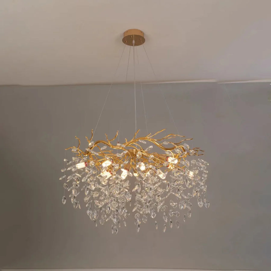 WALTZ Rhapsody Crystal Chandelier, 6x G9, Gold, 45cm, Adjustable Height, Metal and Crystal Crystal Chandeliers Default Title Alessandro Design
