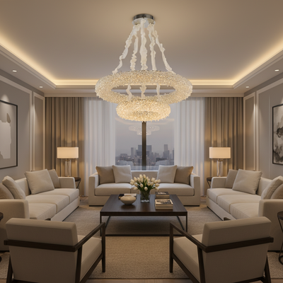 Crystal Chandelier, PRAGUE Imperio, 78W, Diameter 71cm, Cold/Warm/Neutral Light, Gold, Adjustable Height