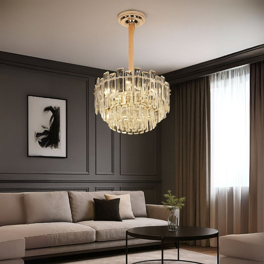 Candelabru Cristal FONTAINEBLEAU Eleganza, 9x E14, Diametru 45cm, Auriu, Inaltime Reglabila Candelabre Cristal Default Title Alessandro Design