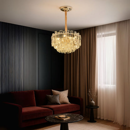 Candelabru Cristal FONTAINEBLEAU Eleganza, 9x E14, Diametru 45cm, Auriu, Inaltime Reglabila Candelabre Cristal Default Title Alessandro Design