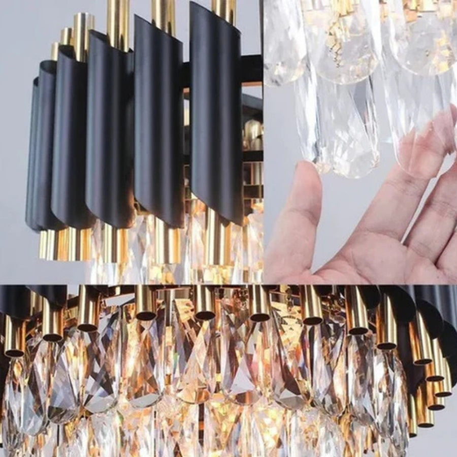 Crystal Chandelier VERSAILLES Supremo 12xE14, Diameter 80cm, Shiny Gold and Black, Adjustable Height Crystal Chandeliers Default Title Alessandro Design