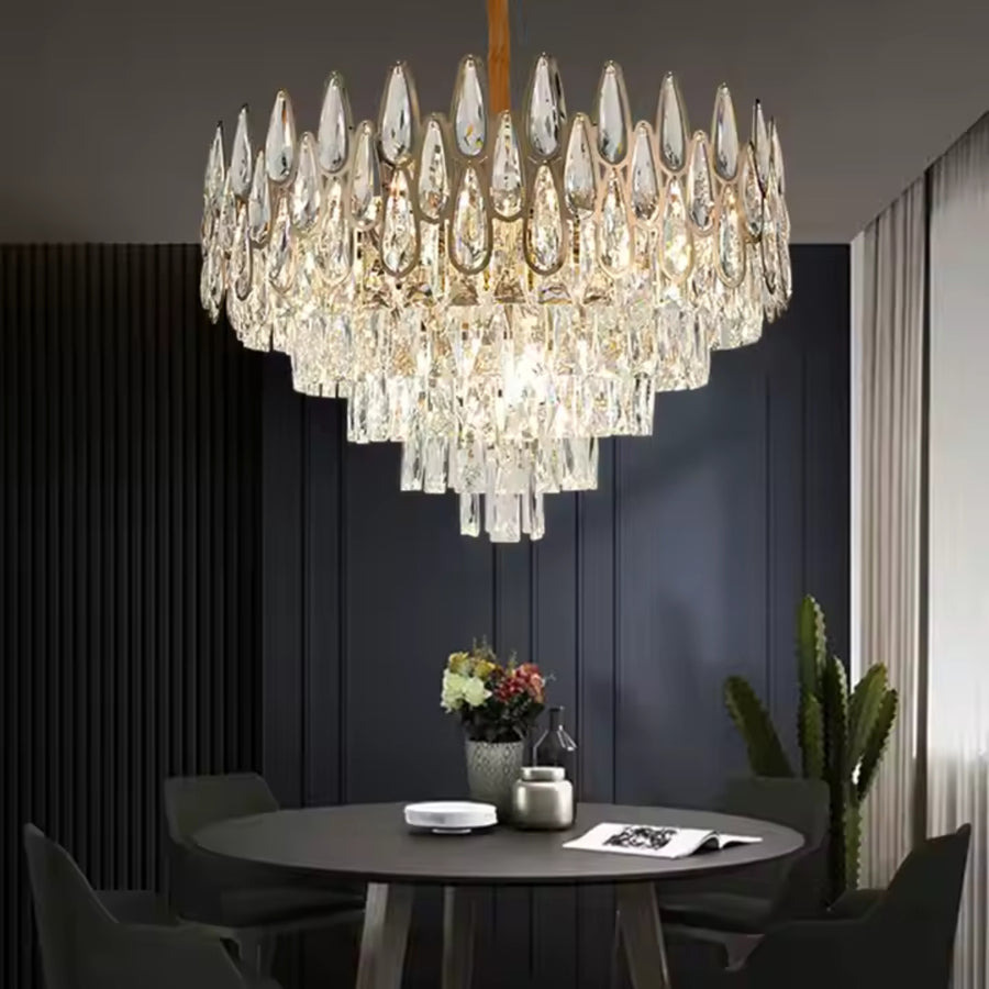 Crystal Chandelier ALHAMBRA Eleganza 8x E14, Diameter 50cm, Shiny Gold, Adjustable Height Crystal Chandelier Default Title Alessandro Design