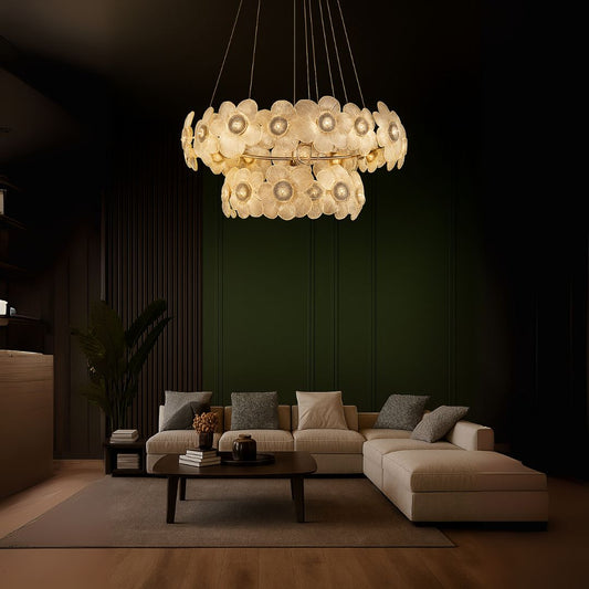 Candelabru Cristal Cadenza Largo, Diametru 76cm, 132W, 3000K4000K6000K, Inaltime reglabila, Auriu Candelabre Cristal Default Title Alessandro Design