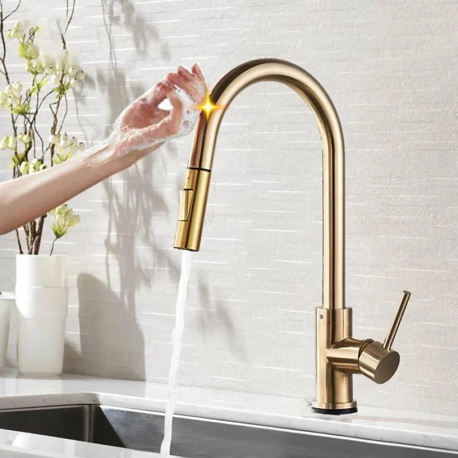 Kitchen Faucet with Extractable Shower, Tap with Touch for On/Off, SUS304 Stainless Steel, CF/TOUCH/3 Kitchen Faucets Default Title Alessandro Design
