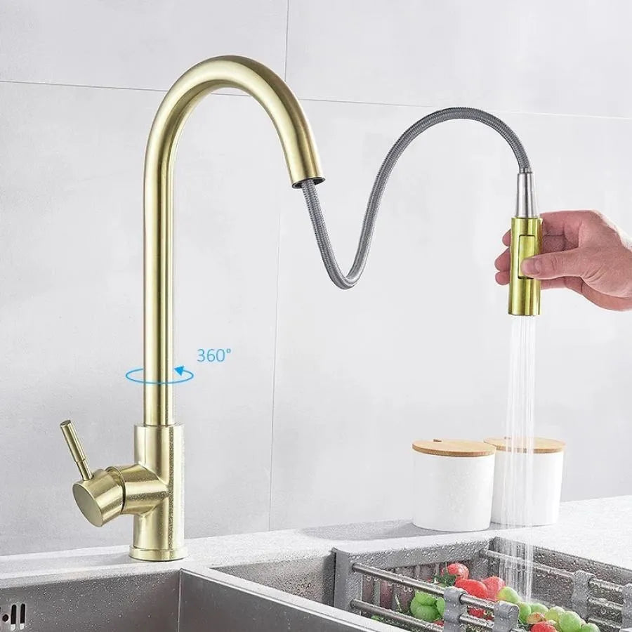 Kitchen Faucet with Extractable Shower, Tap with Touch for On/Off, SUS304 Stainless Steel, CF/TOUCH/3 Kitchen Faucets Default Title Alessandro Design
