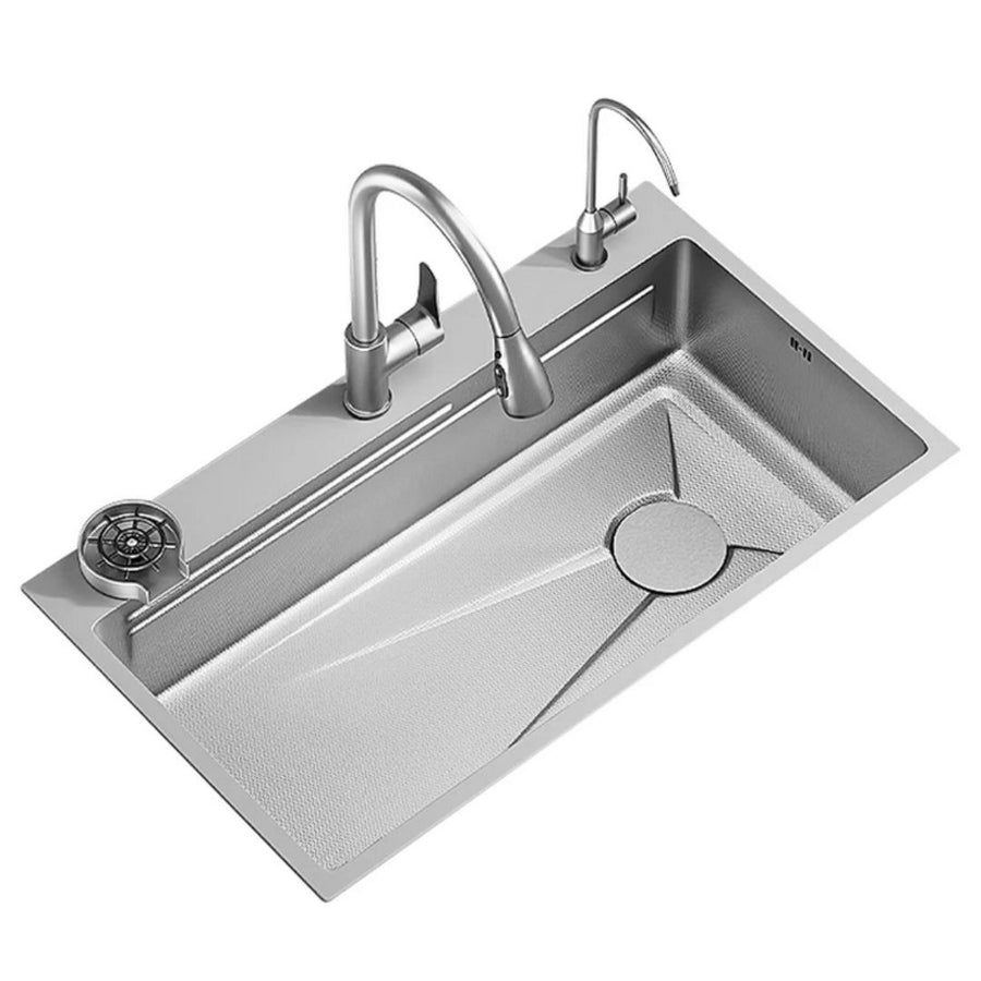 Stainless Steel Kitchen Sink Set, Universal Tub with Drain Plug, Glass Washer, Graphite Black, 75x45X21cm Sinks Default Title Alessandro Design