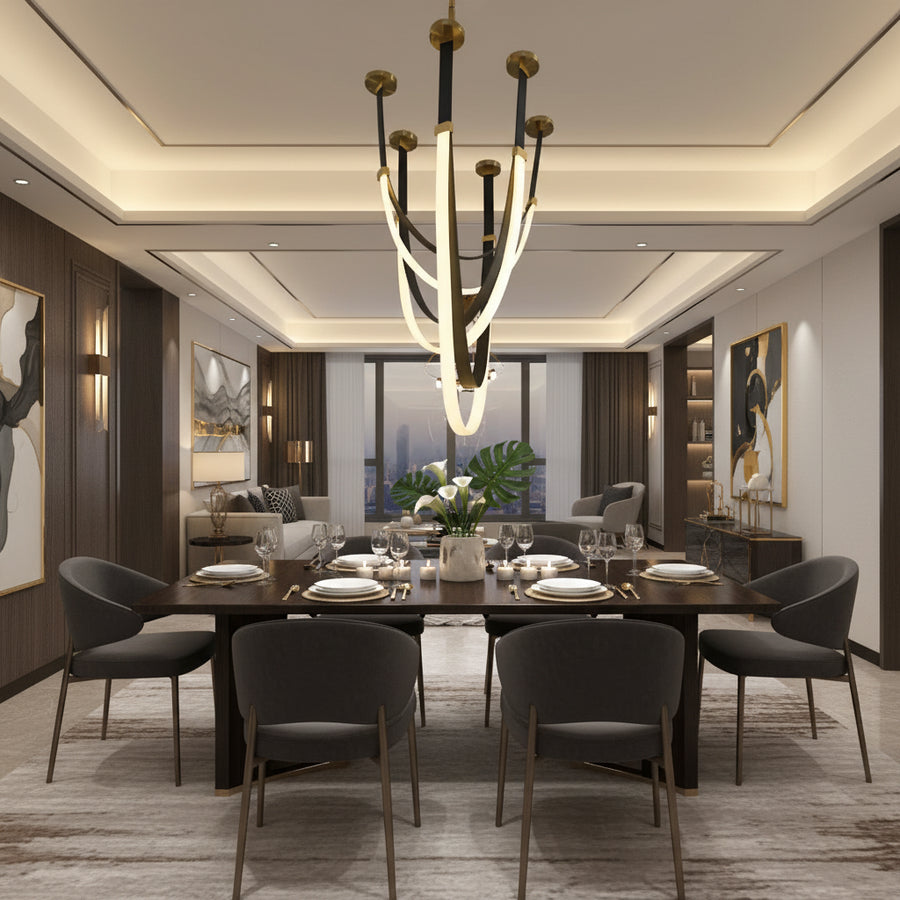 Candelabru Modern, LED, ARIA Largo, 31W, lumina Calda, Negru Candelabre Moderne Default Title Alessandro Design