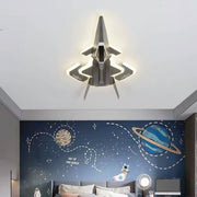 Lustra LED pentru copii FIGHTER, Tip avion, 101W, Lumina Rece/Calda/Neutra, Aripi mobile, Gri Aeronautic Lustre Copii Default Title Alessandro Design