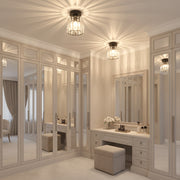 Classic Chandelier, Georgian, 1x E27, Glass Shade, Black, Metal and Glass Classic Chandeliers Default Title Alessandro Design