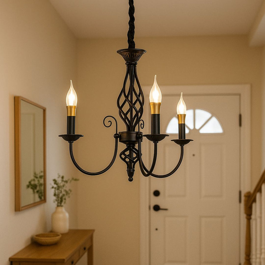 VINTAGE Chandelier, Pendant type, ANJOU, Circular, 3xE14, Metal, Black Vintage Chandeliers Default Title Alessandro Design