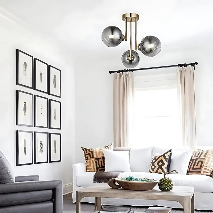 Modern chandelier with bulb MODUS, 3x E27, Gold, Metal Modern Chandeliers Default Title Alessandro Design