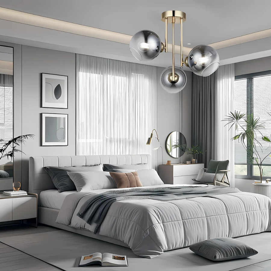 Modern chandelier with bulb MODUS, 3x E27, Gold, Metal Modern Chandeliers Default Title Alessandro Design