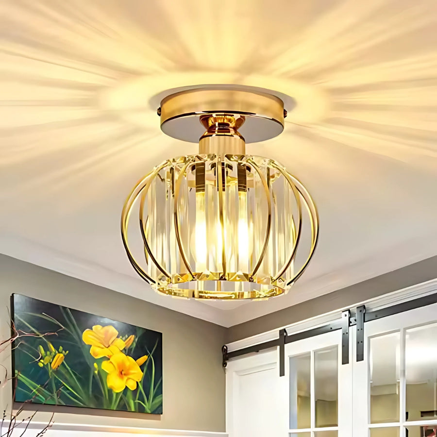 Monica Chandelier, 1XE27, Gold, D 16cm, Metal and Crystal Classic Chandeliers Default Title Alessandro Design
