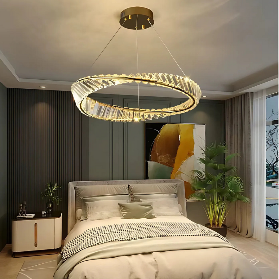 LED chandelier with remote control and crystal LUIGI, 57W, Cold/Warm/Neutral light, Dimmable, Gold LED chandeliers with remote control Default Title Alessandro Design