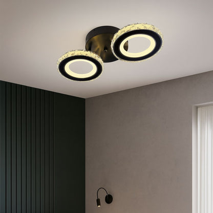 LED chandelier with remote control and crystal NOVA ROTONDA 32W, 2 Circles, Cold/Warm/Neutral light, Dimmable, Black Crystal LED Chandeliers Default Title Alessandro Design