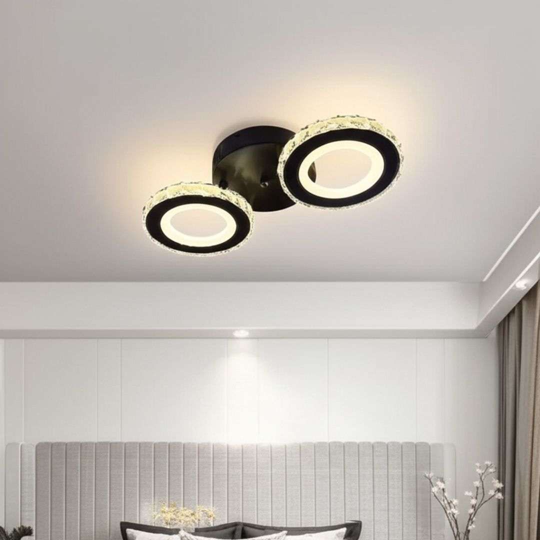 LED chandelier with remote control and crystal NOVA ROTONDA 32W, 2 Circles, Cold/Warm/Neutral light, Dimmable, Black Crystal LED Chandeliers Default Title Alessandro Design