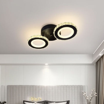 LED chandelier with remote control and crystal NOVA ROTONDA 32W, 2 Circles, Cold/Warm/Neutral light, Dimmable, Black Crystal LED Chandeliers Default Title Alessandro Design