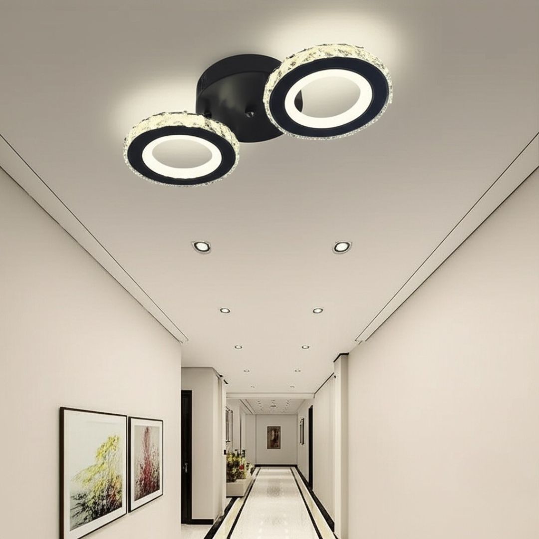 LED chandelier with remote control and crystal NOVA ROTONDA 32W, 2 Circles, Cold/Warm/Neutral light, Dimmable, Black Crystal LED Chandeliers Default Title Alessandro Design