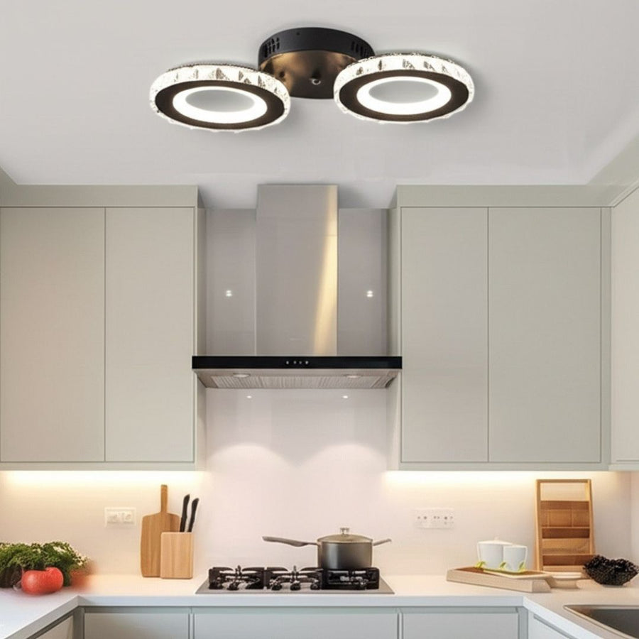 LED chandelier with remote control and crystal NOVA ROTONDA 32W, 2 Circles, Cold/Warm/Neutral light, Dimmable, Black Crystal LED Chandeliers Default Title Alessandro Design