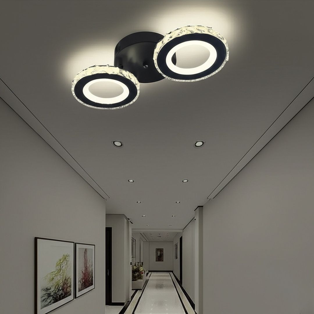 LED chandelier with remote control and crystal NOVA ROTONDA 32W, 2 Circles, Cold/Warm/Neutral light, Dimmable, Black Crystal LED Chandeliers Default Title Alessandro Design
