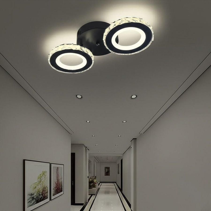 LED chandelier with remote control and crystal NOVA ROTONDA 32W, 2 Circles, Cold/Warm/Neutral light, Dimmable, Black Crystal LED Chandeliers Default Title Alessandro Design
