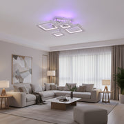 LED chandelier with remote control and crystal NOVA RHOMBA RGB 95W, 4 Squares, Cold/Warm/Neutral light, Dimmable, Shiny Chrome LED Chandeliers & Crystals Default Title Alessandro Design