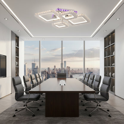 LED chandelier with remote control and crystal NOVA RHOMBA RGB 95W, 4 Squares, Cold/Warm/Neutral light, Dimmable, Shiny Chrome LED Chandeliers & Crystals Default Title Alessandro Design