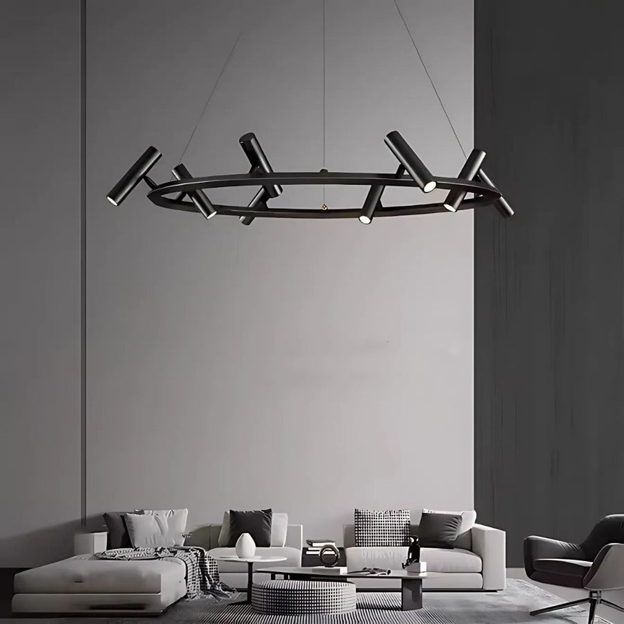 Lustra LED Harman, 29W, 8 Surse, Lumina Neutra, Negru Lustre Moderne Default Title Alessandro Design