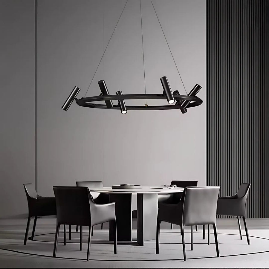 Lustra LED Harman, 29W, 8 Surse, Lumina Neutra, Negru Lustre Moderne Default Title Alessandro Design