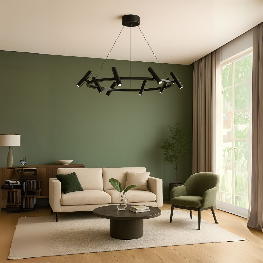 Lustra LED Harman, 29W, 8 Surse, Lumina Neutra, Negru Lustre Moderne Default Title Alessandro Design